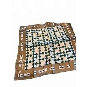 Vintage Bill Blass  Japanese Silk Scarf - Black & Cream Geometric 19" x 19"